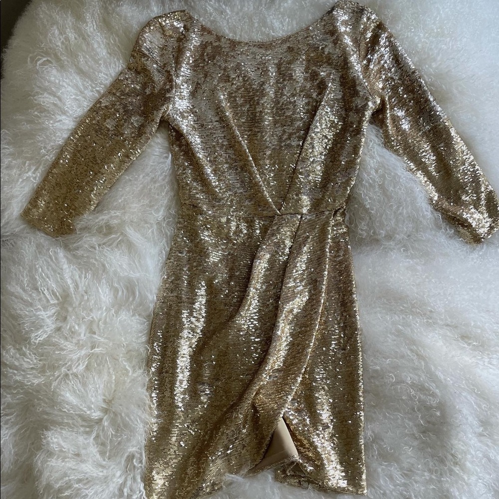 Rachel Zoe gold sequin dress